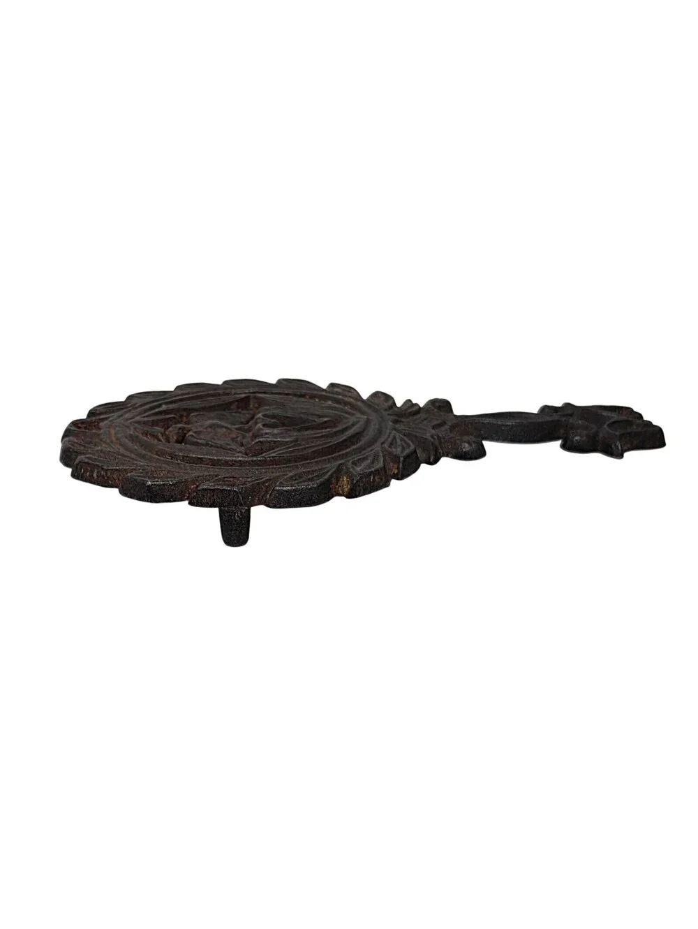 Small Cast Iron Bird on Heart Trivet Footed Primitive Kitchen Decor